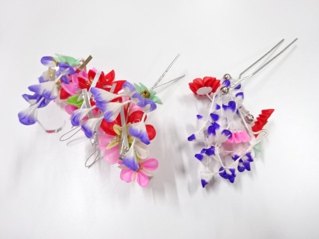 JAPANESE KIMONO / ANTIQUE TSUMAMI ZAIKU FLUTTERING HAIR ACCESSORY SET
